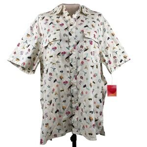 Latino Heritage Month Target Toucan Tropical‎ Print Button Down Shirt Cream L
